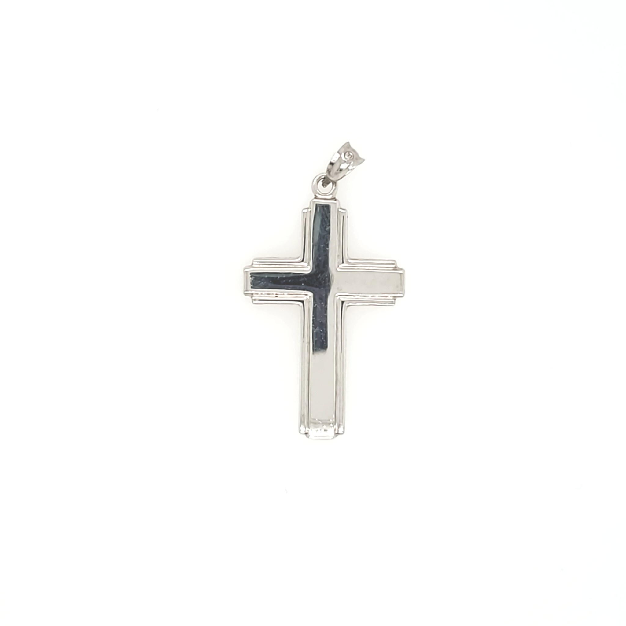 75565 14K WHITE GOLD HIGH POLISHED FLAT CROSS