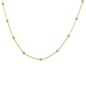 50090 14K TWO TONE 18" CABLE LINK WITH BEADS CHAIN