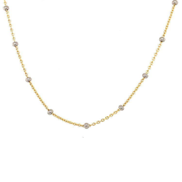 50089 14K TWO TONE 16"  CABLE LINK WITH ROUND BEADS CHAIN