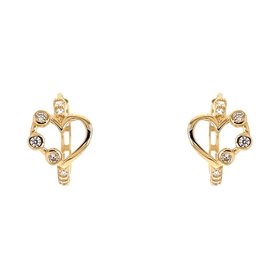 30270 14K YELLOW GOLD OPEN HEART ROUND CUBIC ZIRCONIA BEZEL SET HUGGIES