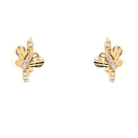 30278 14K YELLOW GOLD DIAMOND CUT CUBIC ZIRCONIA BUTTERFLY HUGGIES