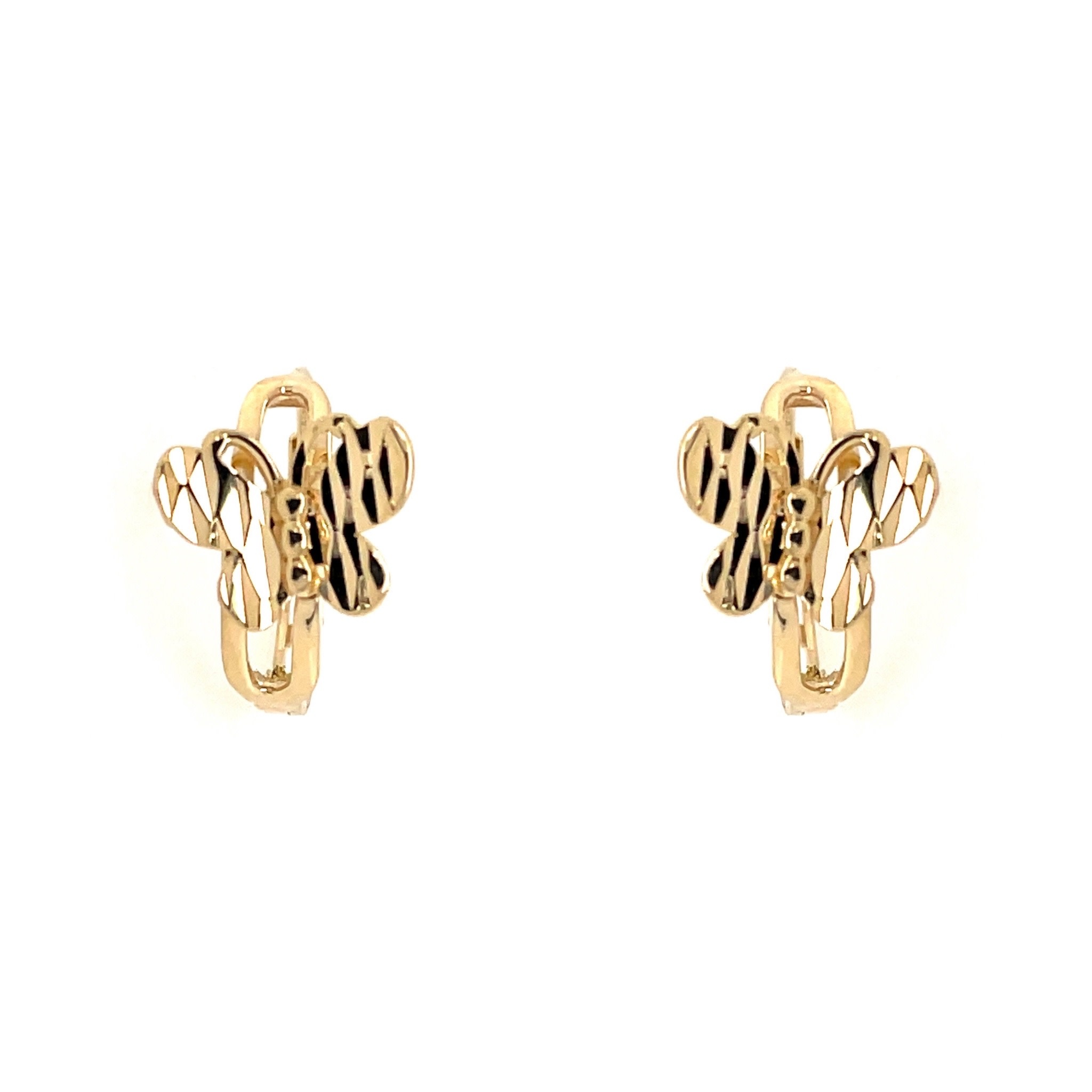 30277 14K YELLOW GOLD DIAMOND CUT BUTTERFLY HUGGIES