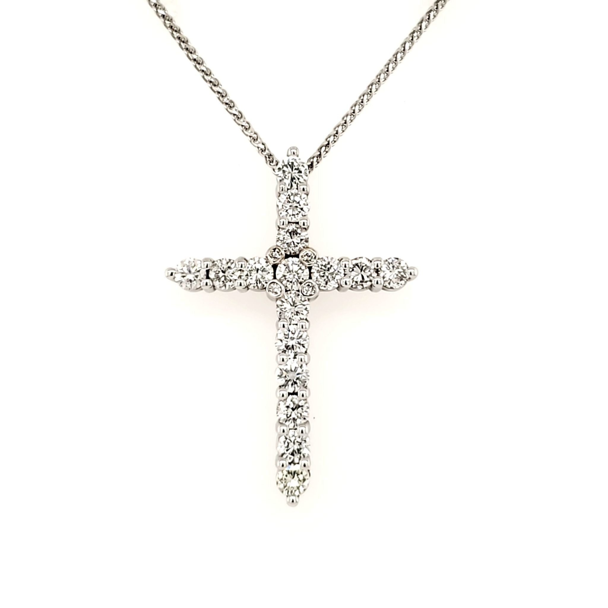 75002 14K. WHITE GOLD 1.70CT DIAMOND CROSS