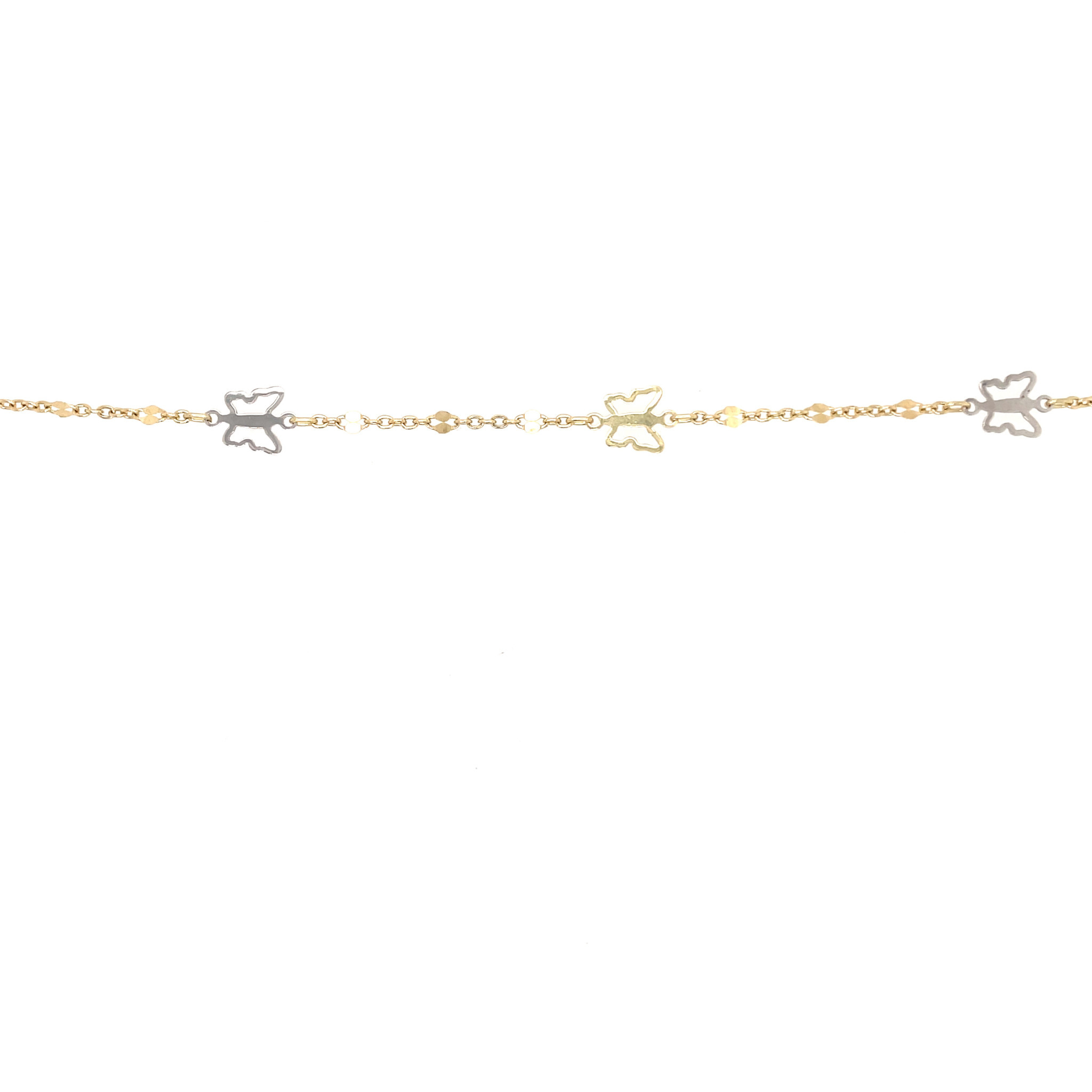 20015 14K TWO-TONE 7MM OPEN BUTTERFLY LINK BRACELET