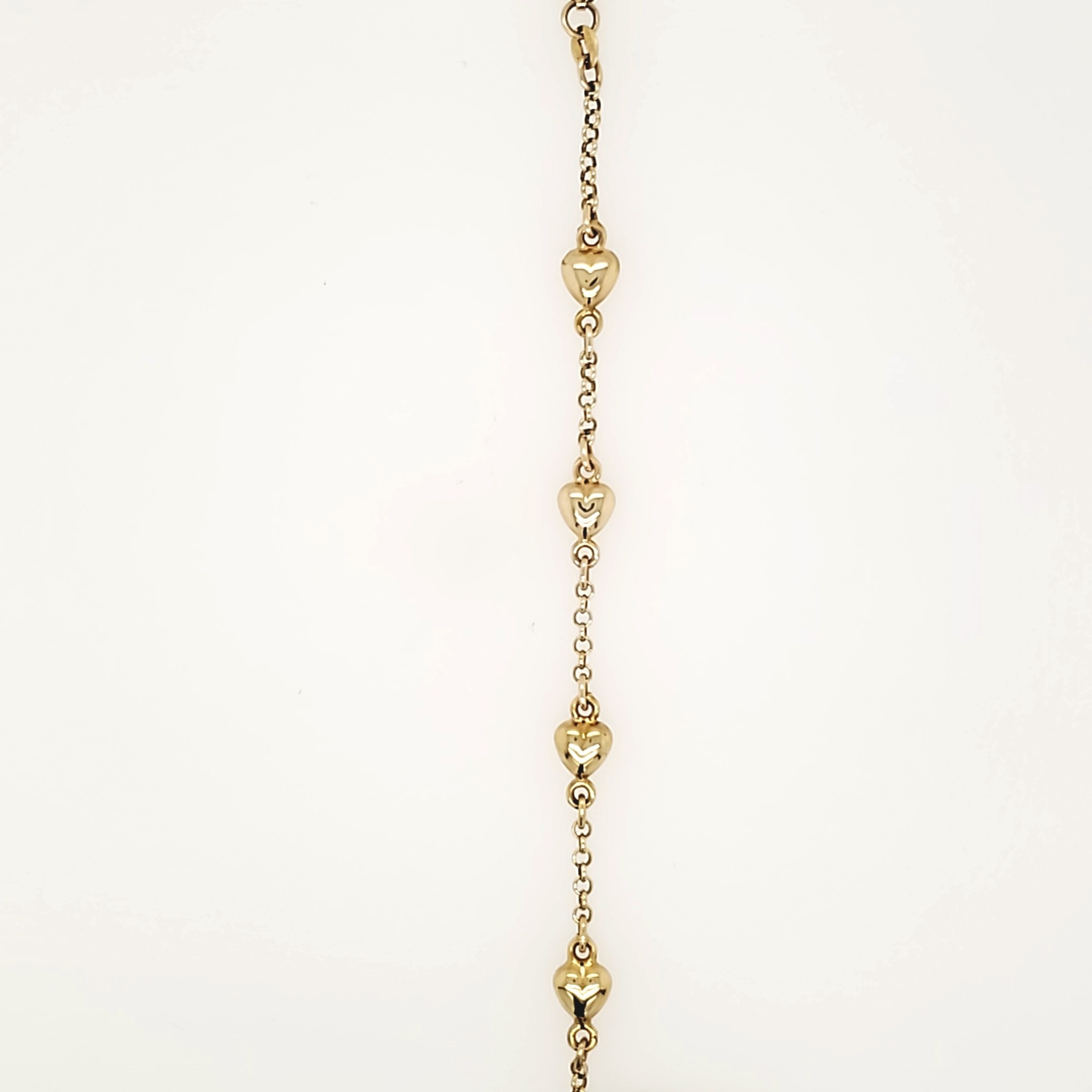20680 14K YELLOW GOLD PUFFY HEART ROLO LINK BABY BRACELET