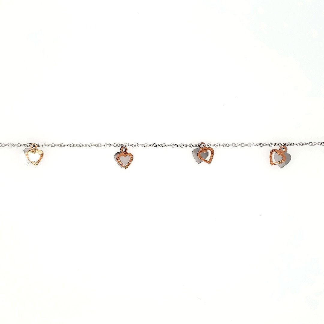 20703 14K TWO-TONE DANGLING HEART ANKLET