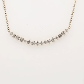 70880 14K YELLOW GOLD .56TCW CURVED DIAMOND BAR NECKLACE