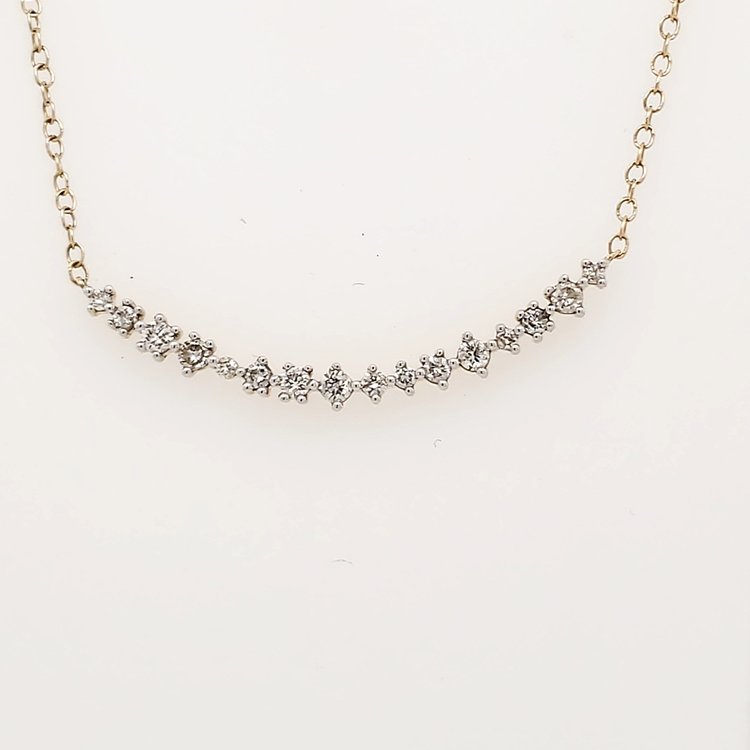 70880 14K YELLOW GOLD .56TCW CURVED DIAMOND BAR NECKLACE