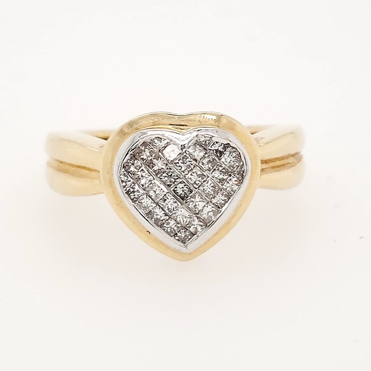 40719 14K  YELLOW GOLD .60CT PRINCESS CUT DIAMOND HEART RING