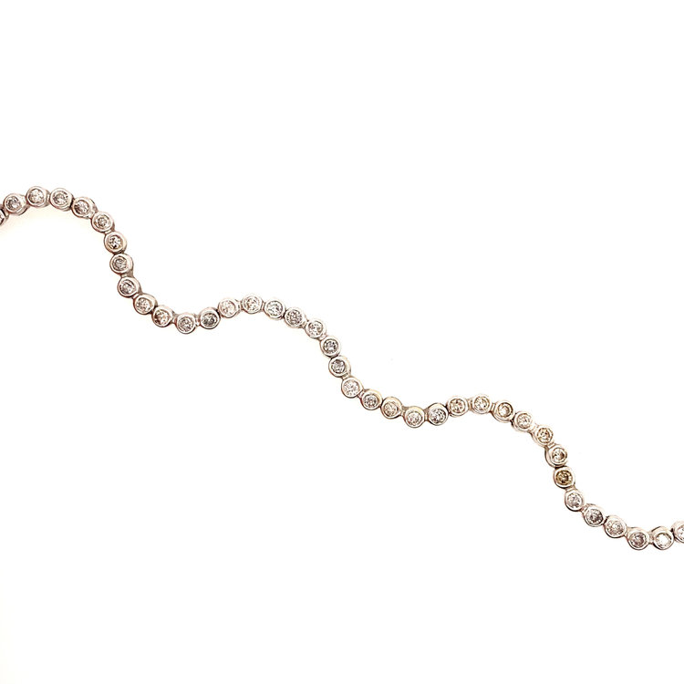 25078 14K WHITE GOLD 2.52CT DIAMOND WAVE STYLE TENNIS BRACELET