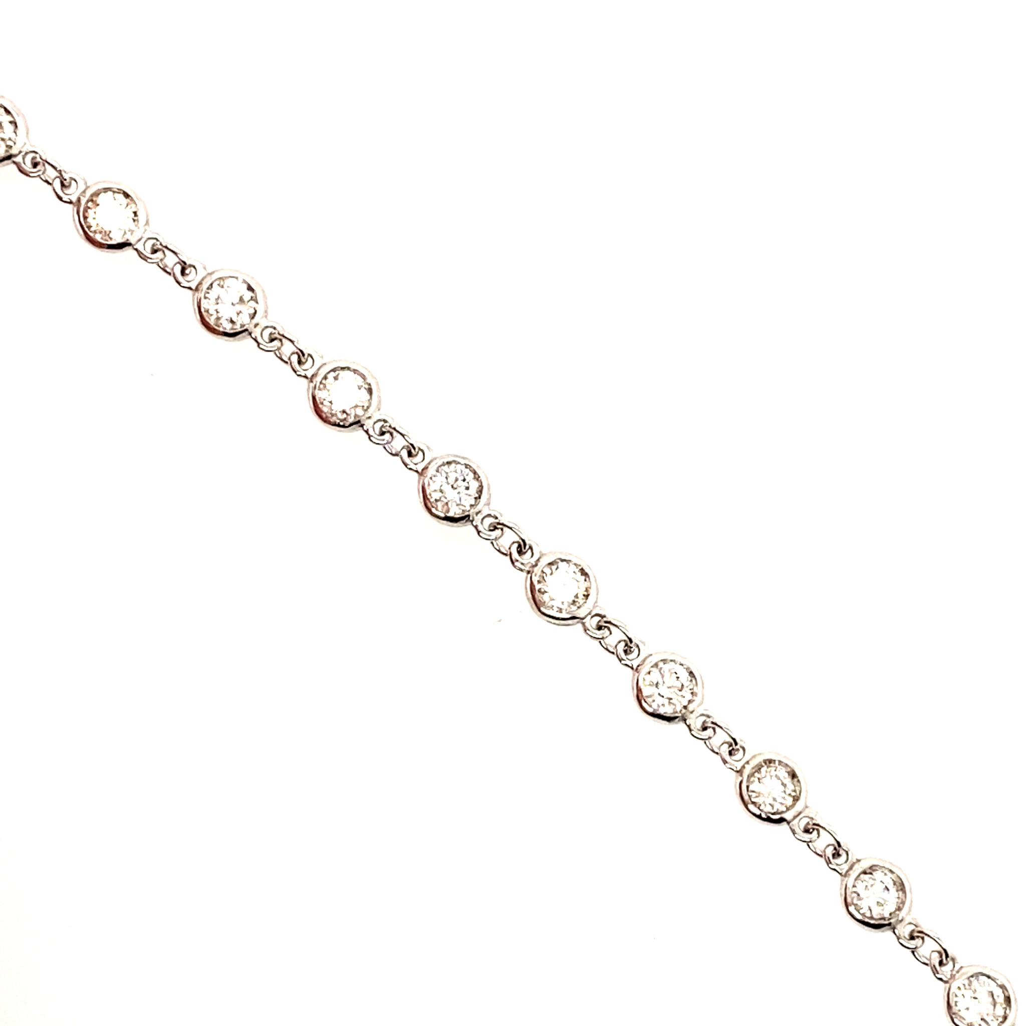 20678 14K WHITE GOLD 1.51CT DIAMOND BEZEL SET TENNIS BRACELET