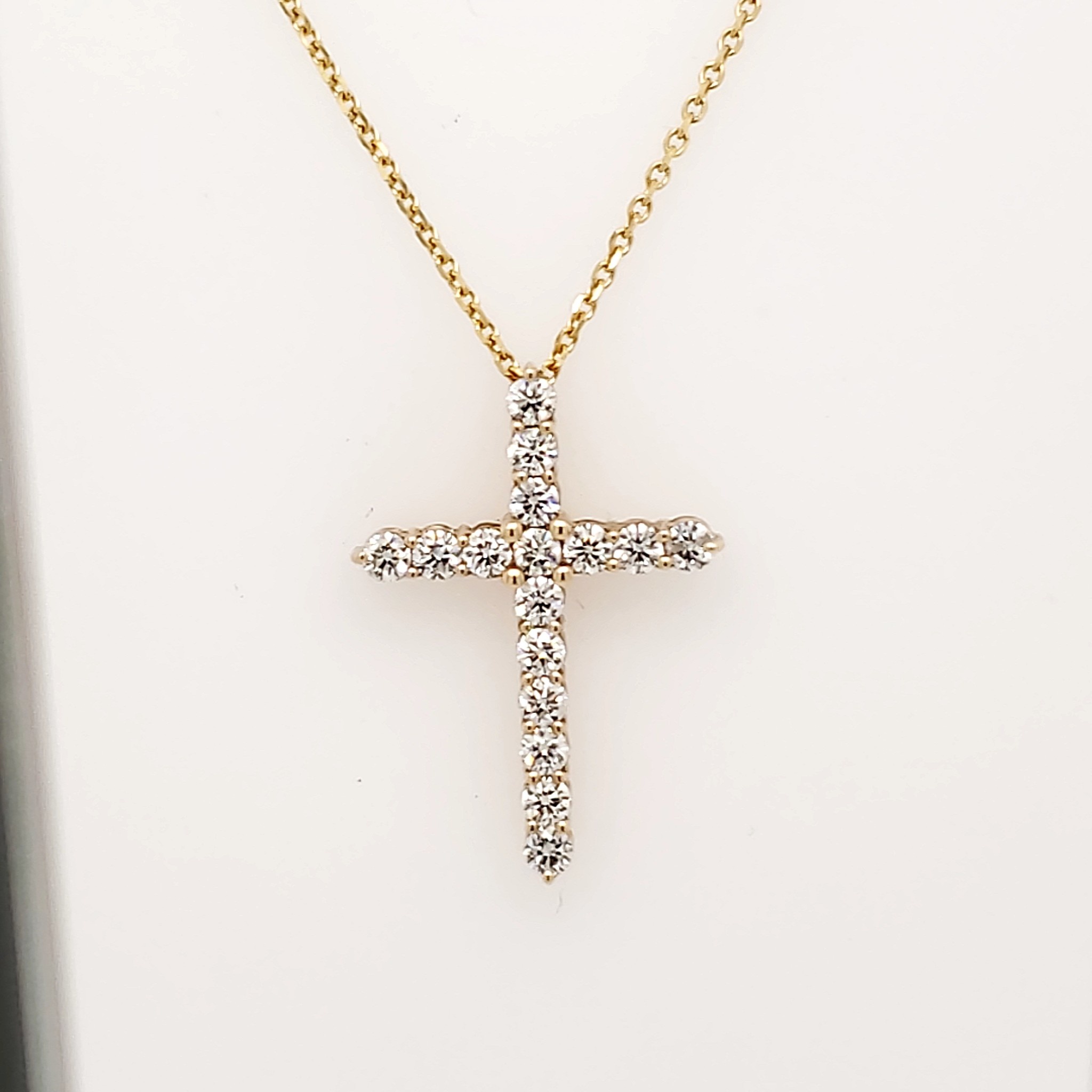 71310 14K. YELLOW GOLD 1.30CT COMMON PRONG DIAMOND CROSS