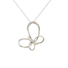 70086 14K WHITE GOLD  LARGE OPEN BUTTERFLY DIAMOND PENDANT SET