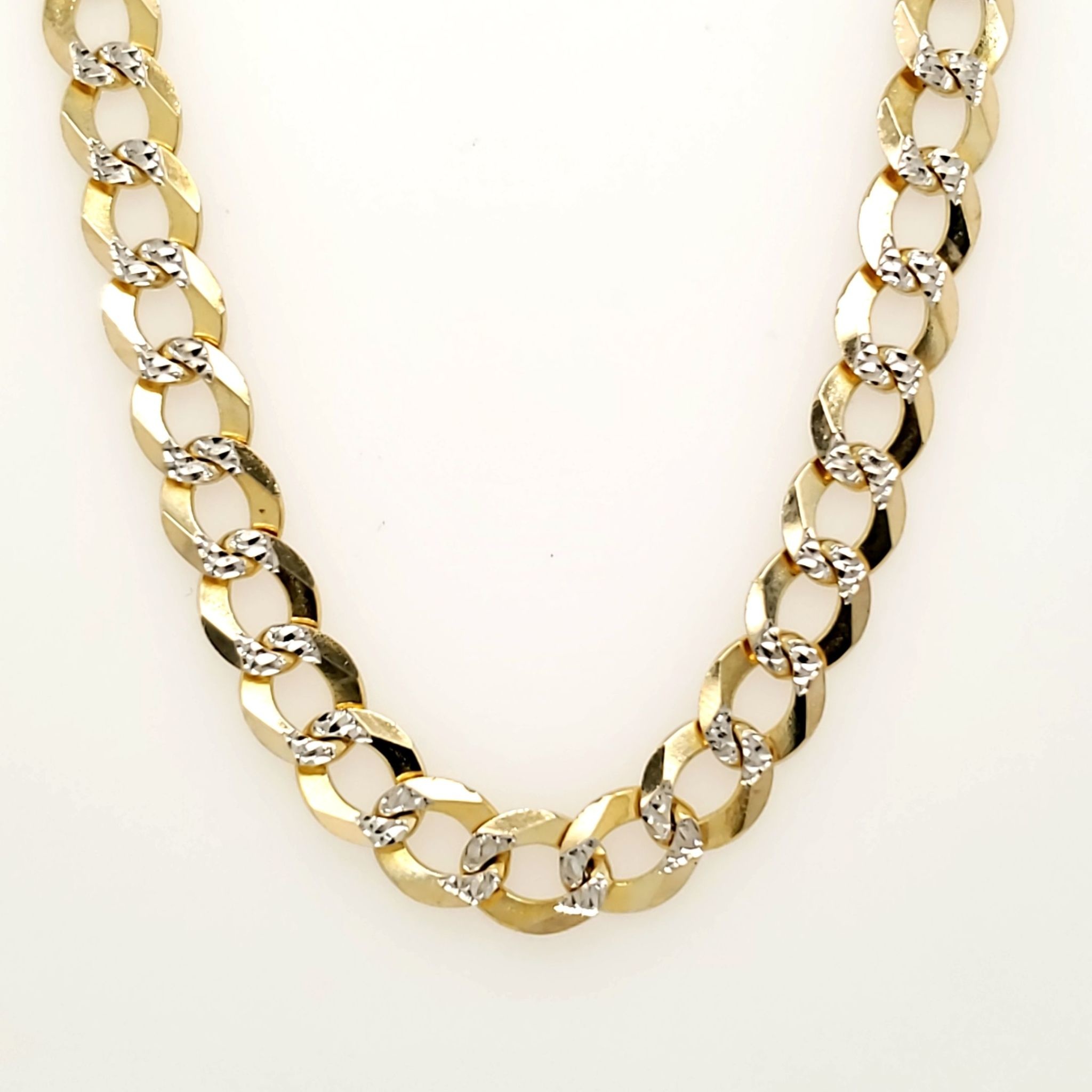 50092 14K YELLOW GOLD 24" 7MM DIAMOND CUT CUBAN CHAIN