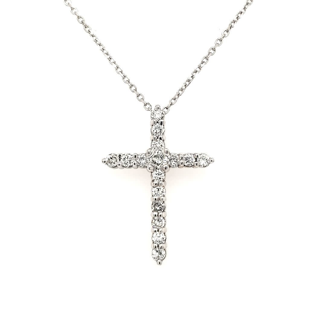 70069 14K. WHITE GOLD 1CT DIAMOND CROSS