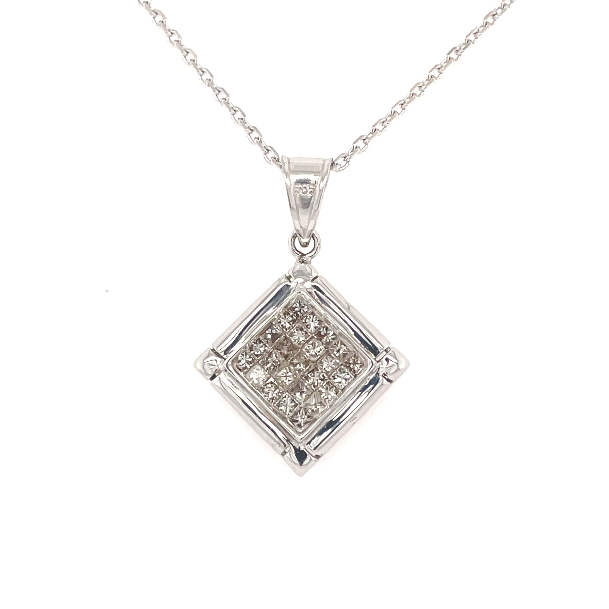 71146 14K. WHITE GOLD .50CT INVISIBLE SET DIAMOND PENDANT