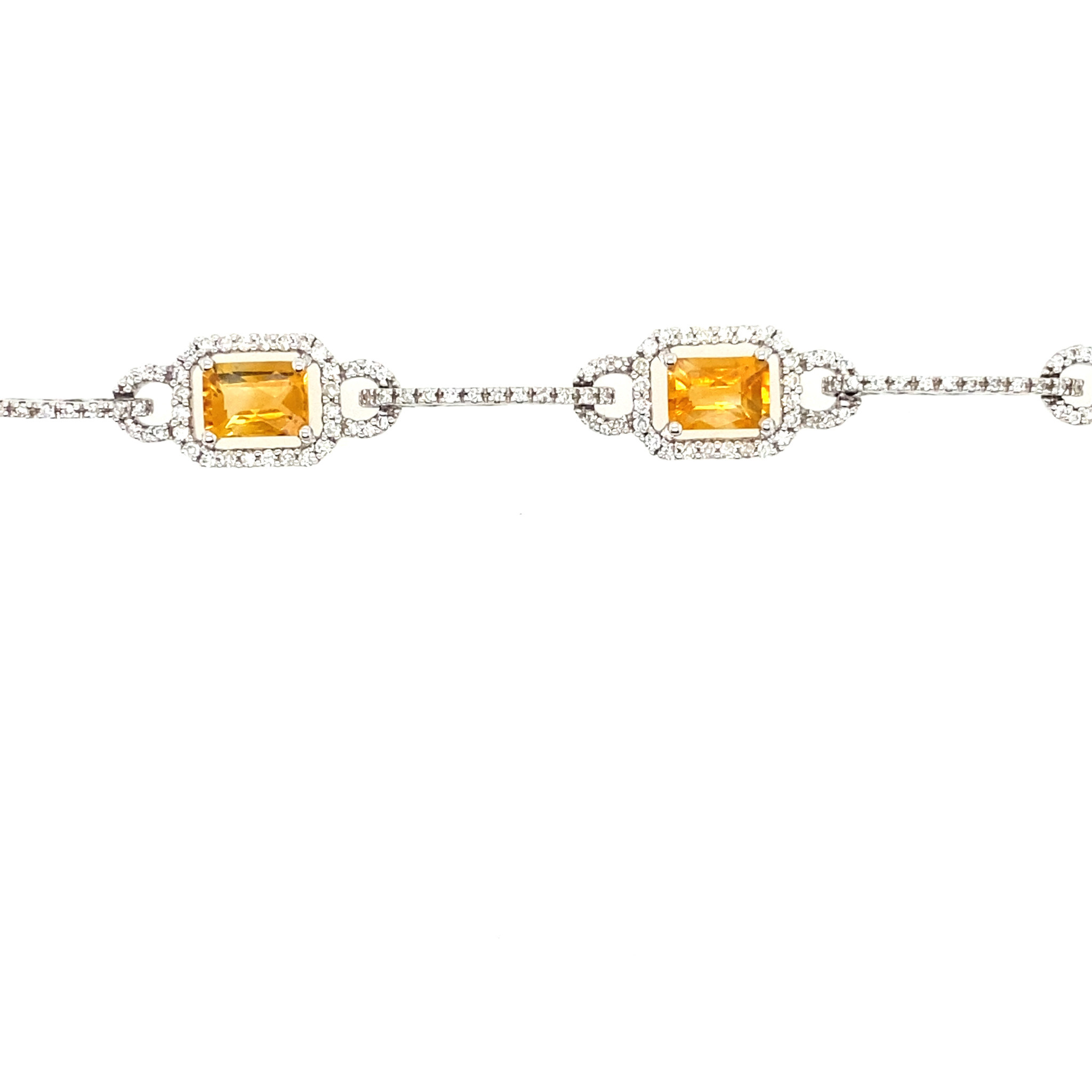 20637 14K WHITE GOLD 1.71CT DIAMOND AND CITRINE BRACELET