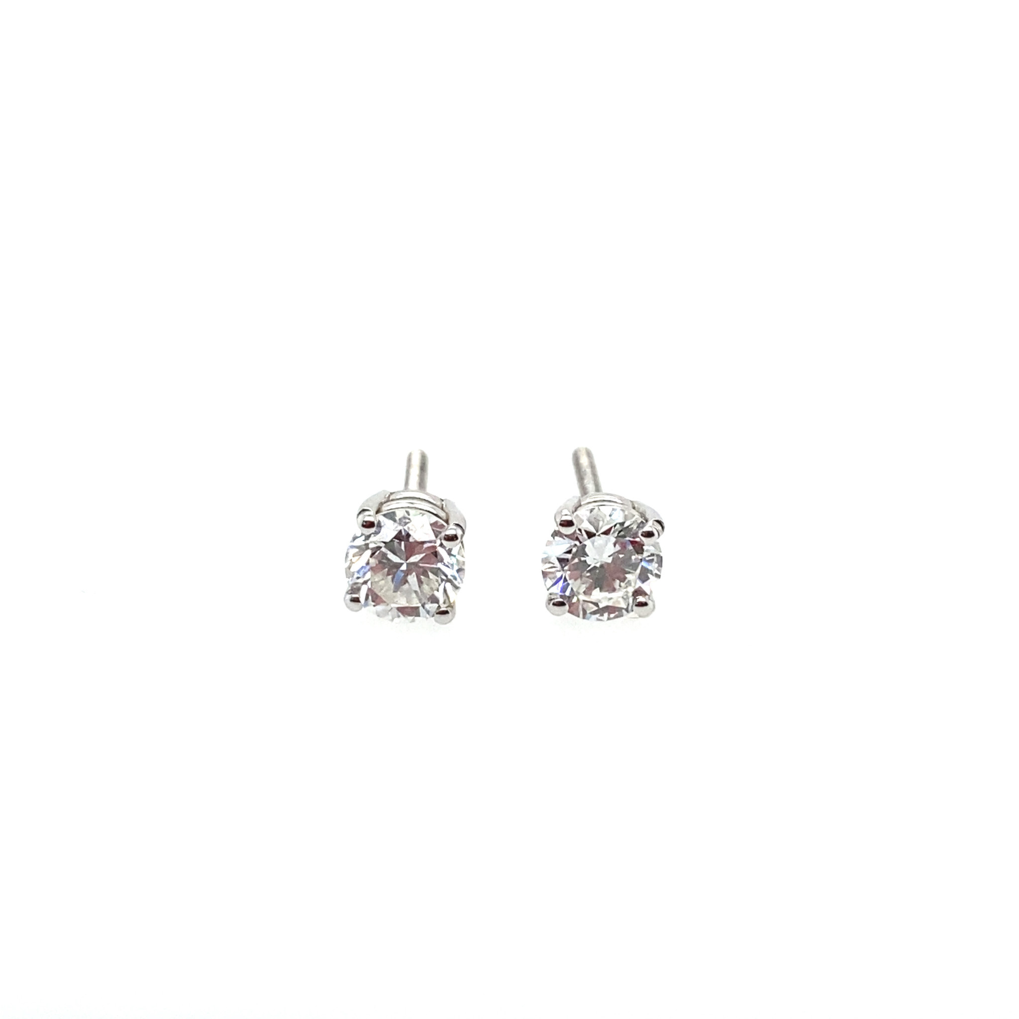 31342 14K WHITE GOLD 1.05CT ROUND DIAMOND SCREWBACKS (G1SI1)