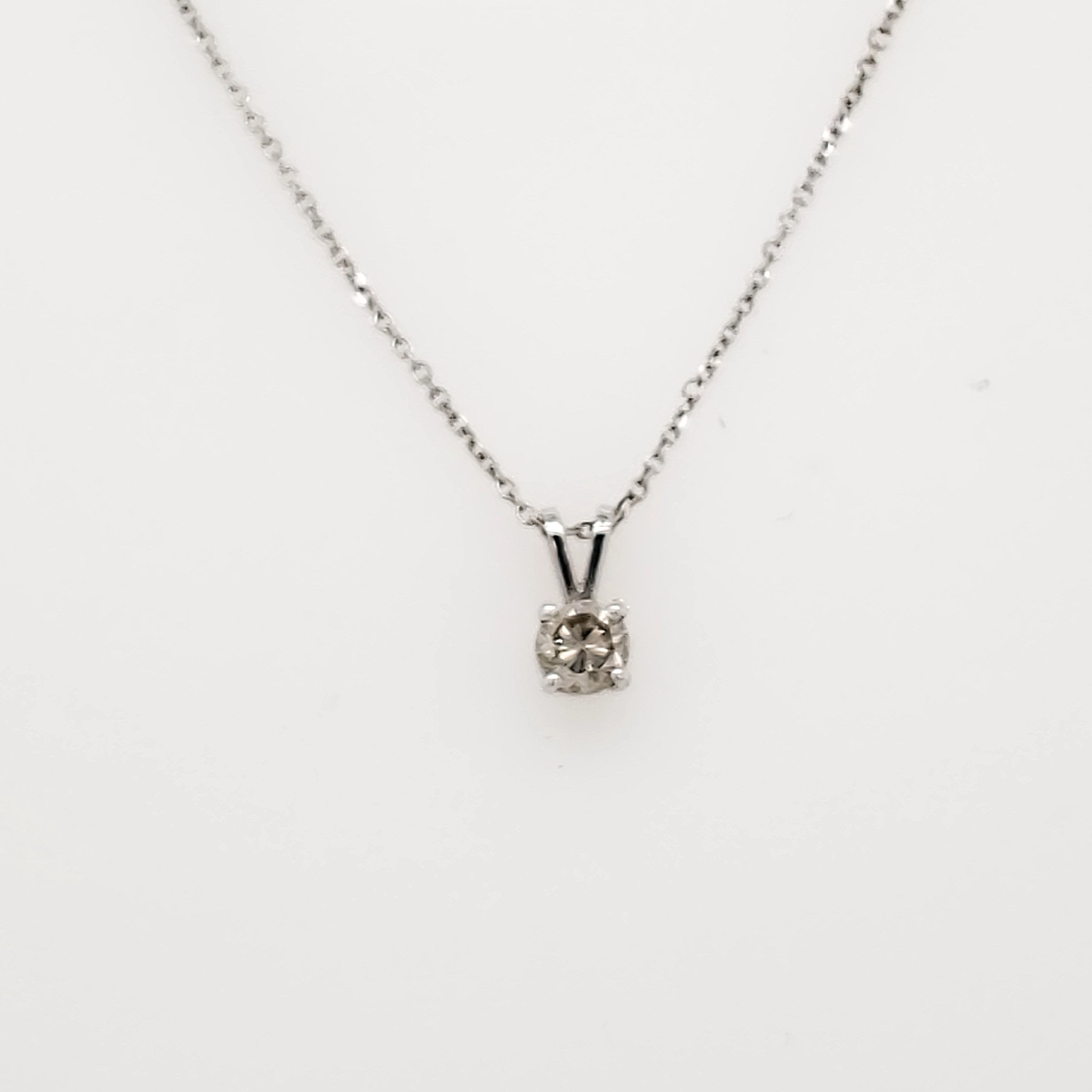 14K WHITE GOLD .35CT DIAMOND SOLITAIRE PEND WITH CABLE LINK