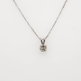 71309 14K  WHITE GOLD .35CT DIAMOND SOLITAIRE PENDANT  WITH CABLE LINK CHAIN NECKLACE