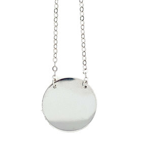 60080 14K WHITE GOLD 20MM DISC ENGRAVABLE PENDANT NECKLACE