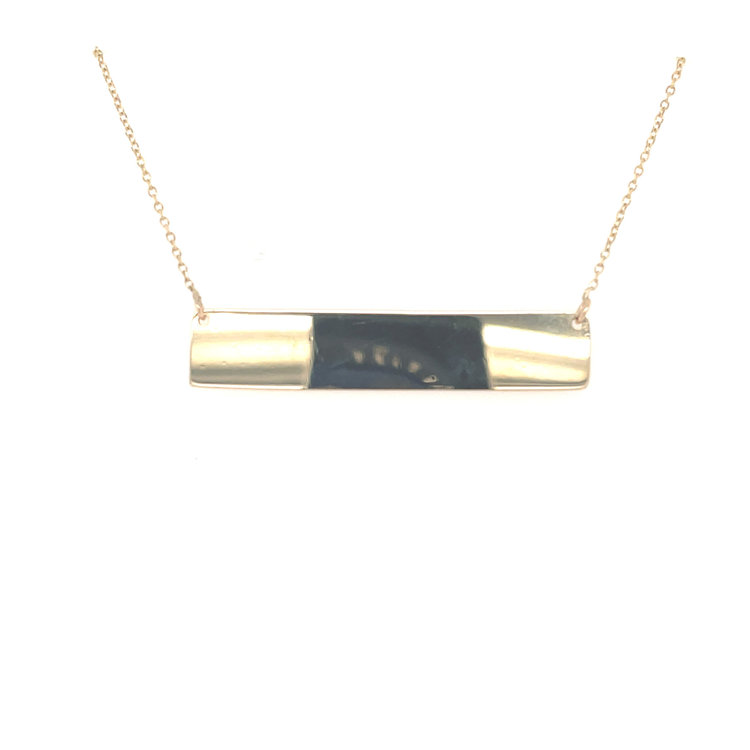 60077 14K YELLOW GOLD 16" ID BAR NECKLACE