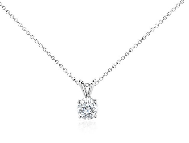 71315 14K. WHITE GOLD .70ct ROUND BRILLIANT DIAMOND SOLITAIRE PENDANT