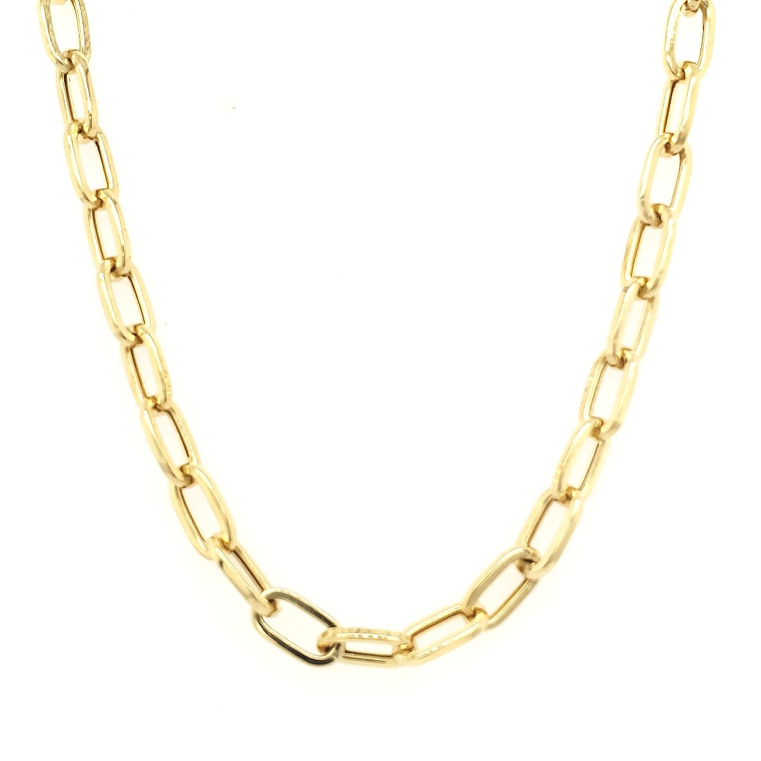 60021 14K. YELLOW GOLD 18" SEMI-HOLLOW PAPER CLIP NECKLACE