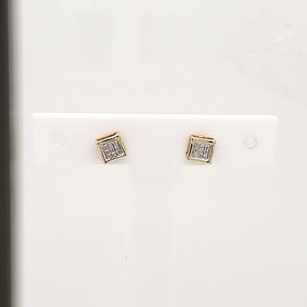 30293 14K. YELLOW GOLD .05TCW DIAMOND SQUARE INVISIBLE SET STUDS