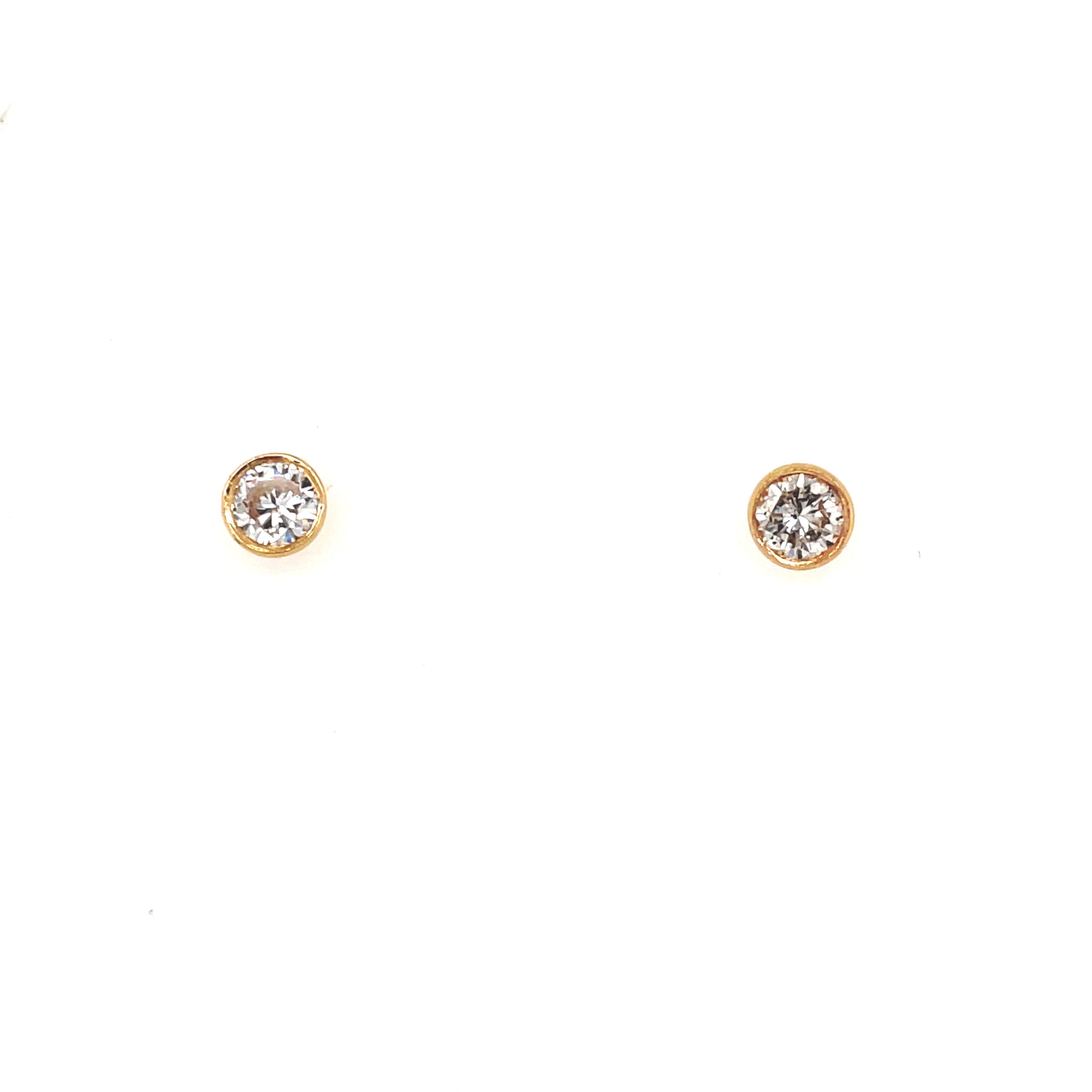 30146 14K YELLOW GOLD .50TCW BEZEL SET DIAMOND STUDS