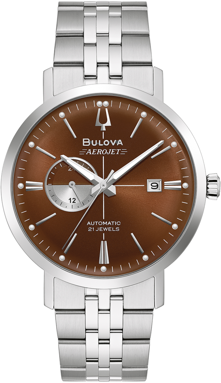 042429587748 BULOVA AEROJET STAINLESS BROWN FACE AUTOMATIC MENS WATCH