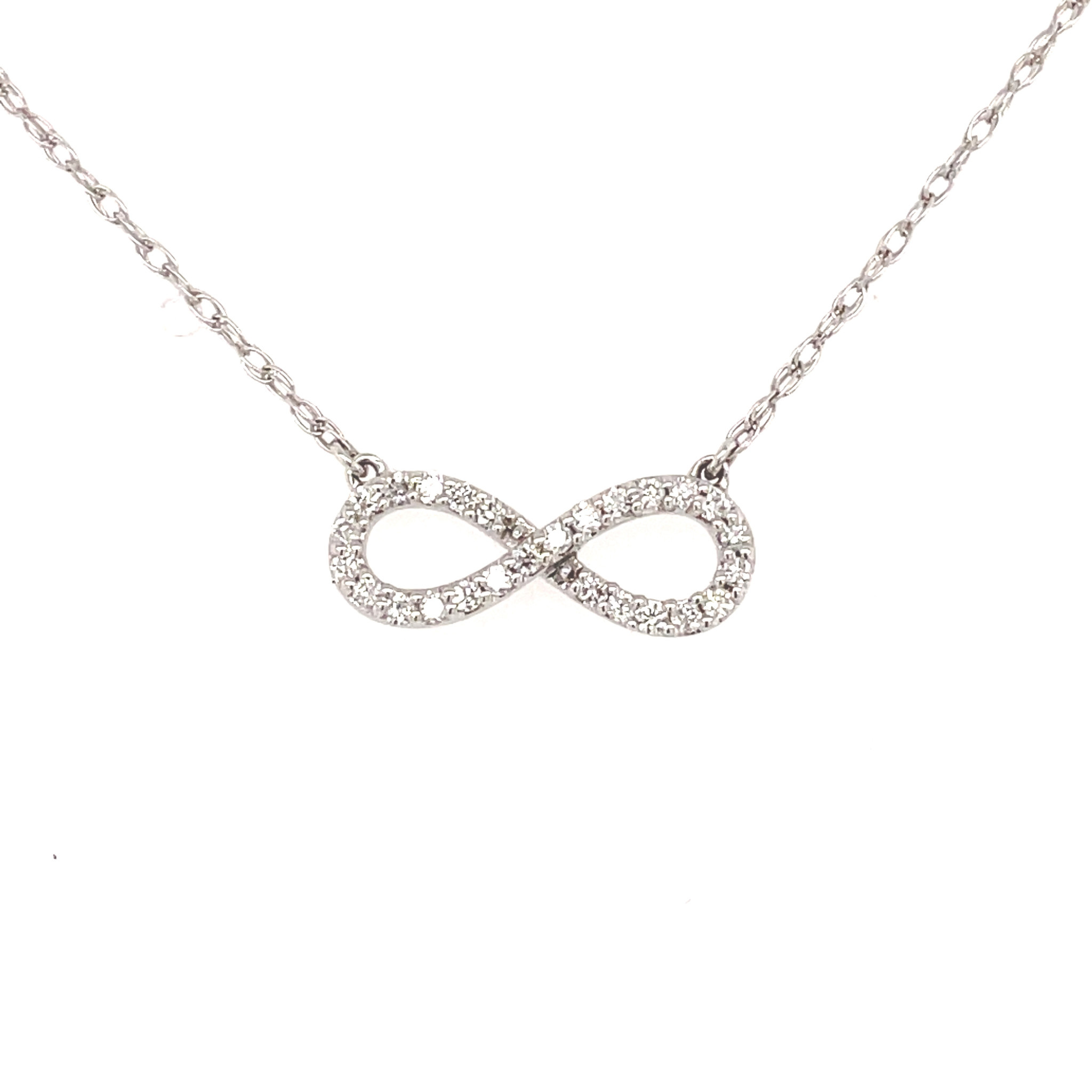 71119 14K WHITE GOLD DIAMOND OPEN INFINITY SIGN NECKLACE