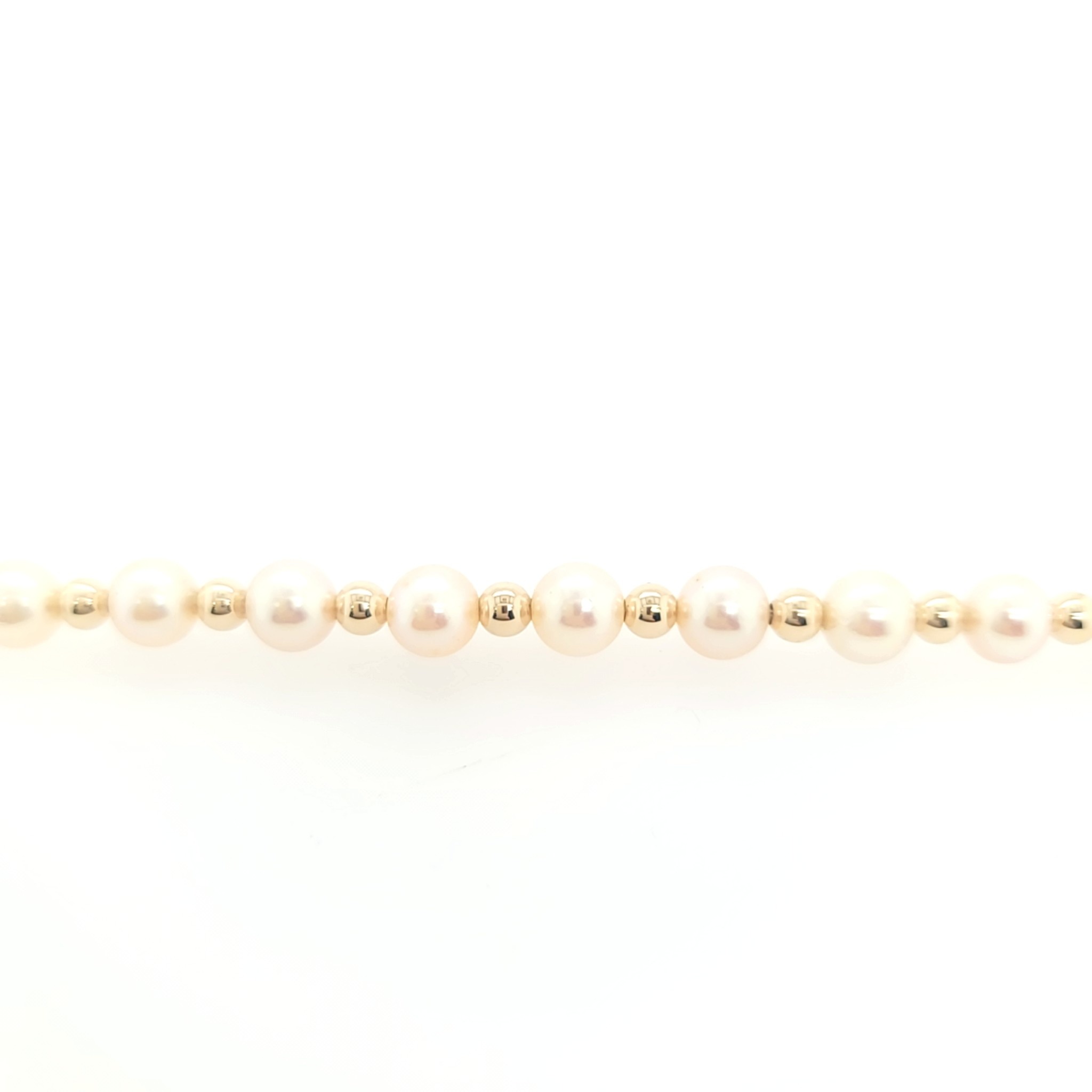 60008 14K YELLOW GOLD PEARL AND GOLD BEAD NECKLACE