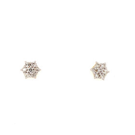 30147 18K YELLOW GOLD .20TCW CLUSTER FLOWER DIAMOND STUDS