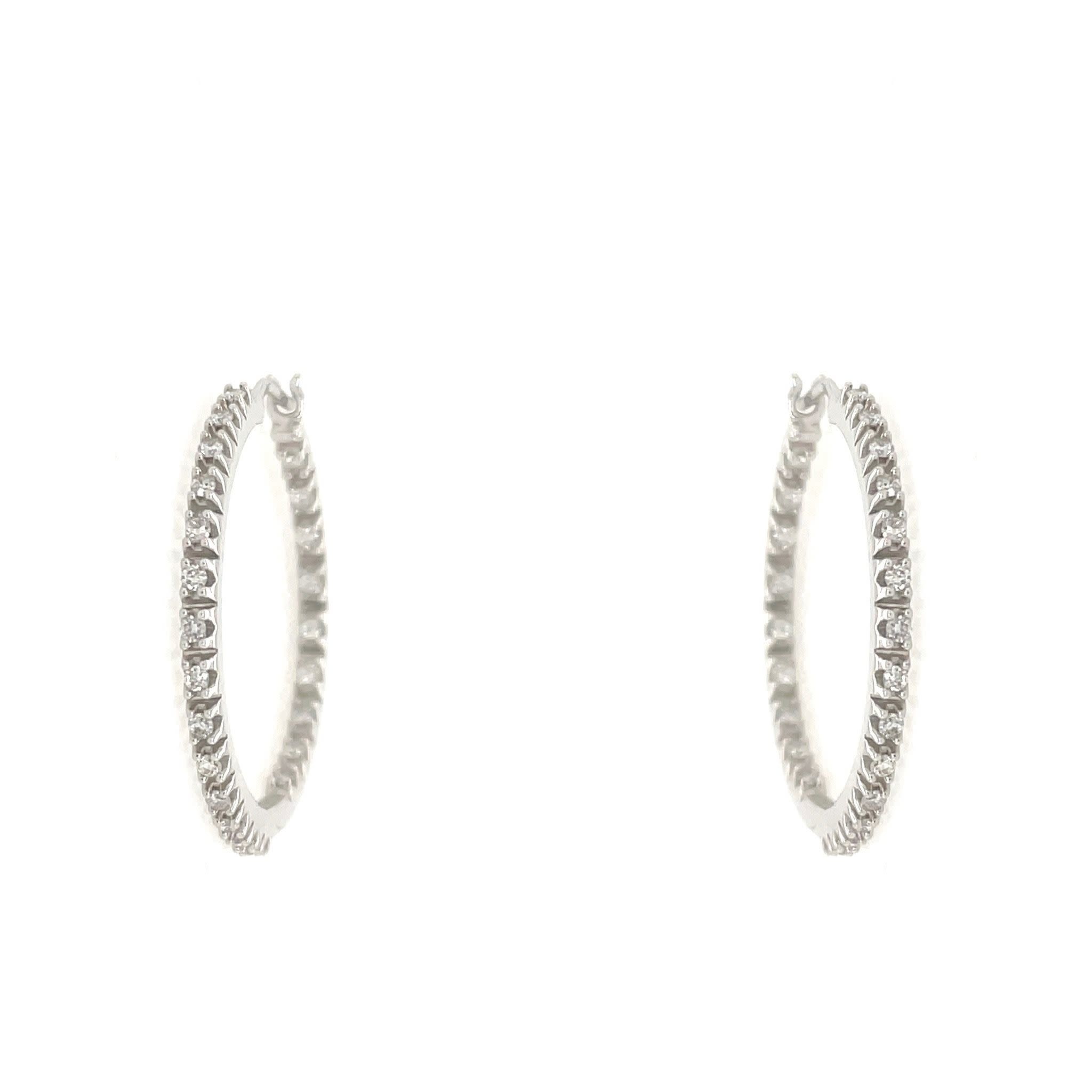 30295 10K WHITE GOLD .25TCW DIAMOND IN AND OUT HOOPS