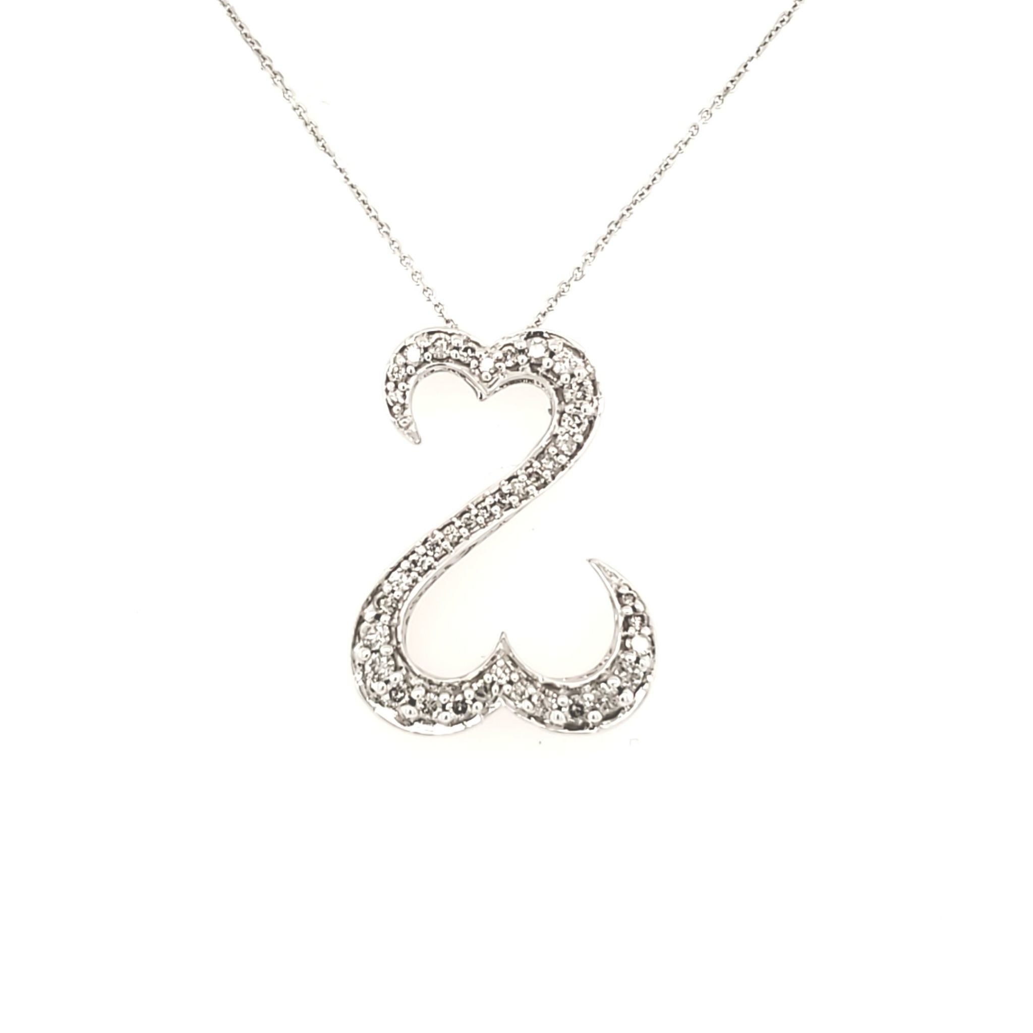 71050 14K WHITE GOLD DIAMOND DOUBLE OPEN HEART REFLECTION PENDANT SET