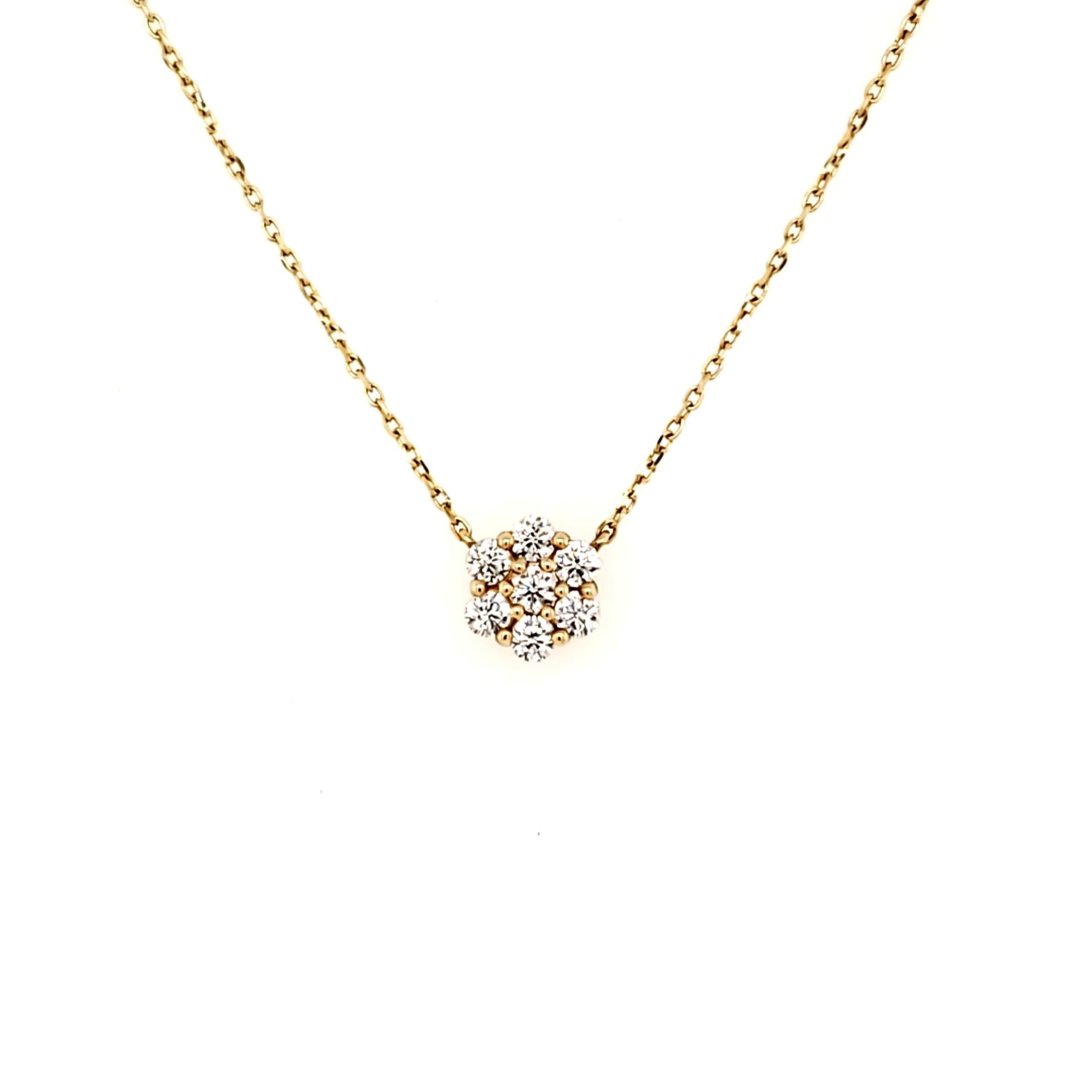 60001 14K YELLOW GOLD CUBIC ZIRCONIA FLOWER CLUSTER PENDANT