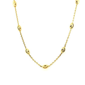 810046097090 DESMOS YELLOW GOLD PLATED OVAL SHAPE BEADS WITH CABLE LINK CHAIN NECKLACE 18"
