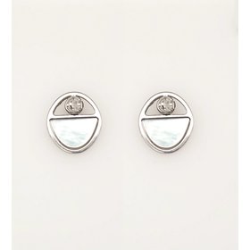 849513052607 OFFICINA BERNARDI MOTHER OF PEARL  WITH BEAD DIAMOND CUT EARRINGS