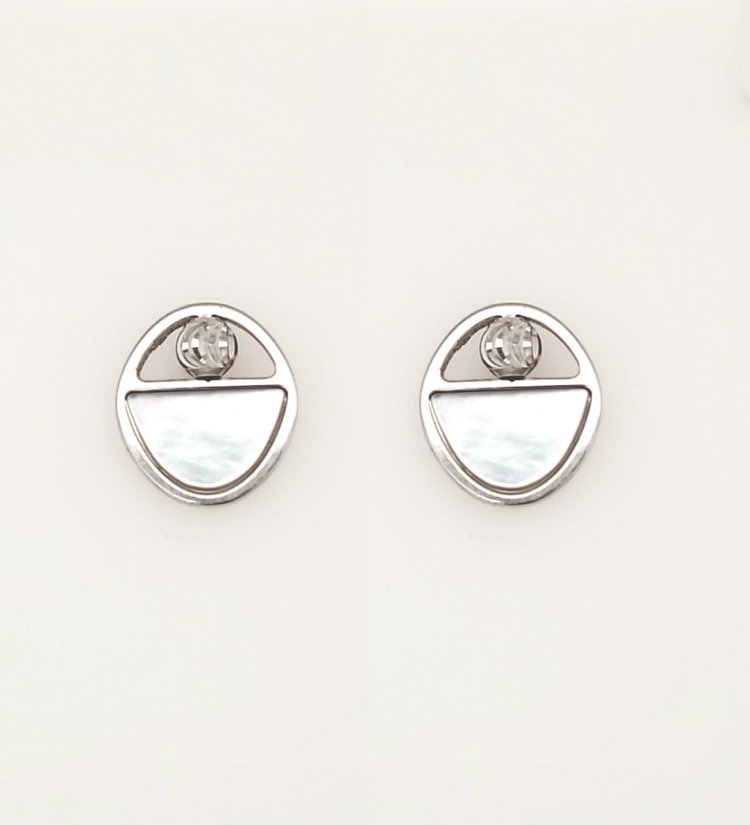 849513052607 OFFICINA BERNARDI MOTHER OF PEARL  WITH BEAD DIAMOND CUT EARRINGS