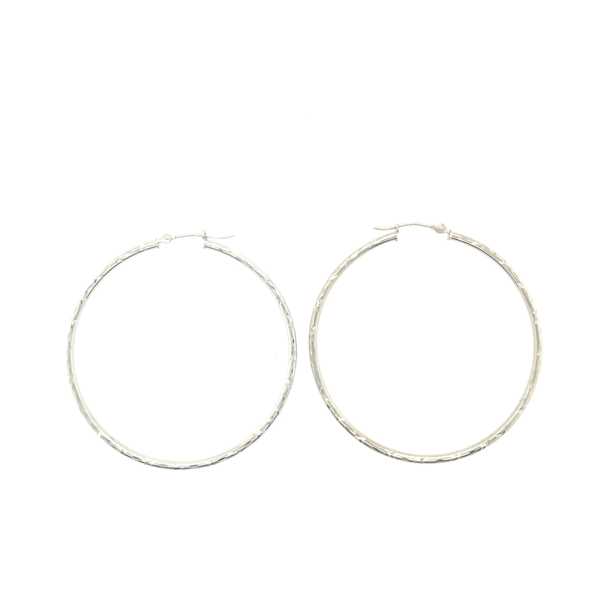 31990 14K WHITE GOLD MEDIUM THIN DESIGN HOOPS