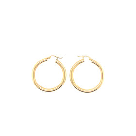 31587 14K YELLOW GOLD HIGH POLISHED MEDIUM THICK TUBE HOOPS