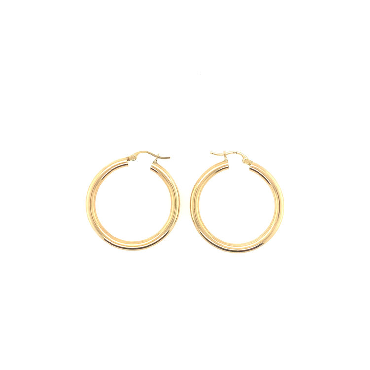 31587 14K YELLOW GOLD HIGH POLISHED MEDIUM THICK TUBE HOOPS