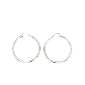 31177 14K  WHITE GOLD 1.30" 2MM HIGH POLISHED  HOOPS