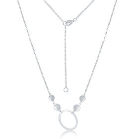 80874 CLASSIC STERLING SILVER OPEN OVAL WITH FLAT HIGH POLISH DISKS NECKLACE
