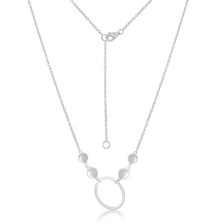 80874 CLASSIC STERLING SILVER OPEN OVAL WITH FLAT HIGH POLISH DISKS NECKLACE