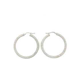 30852 14K  WHITE GOLD 1.50" 2.75MM  COILED TUBE HOOPS