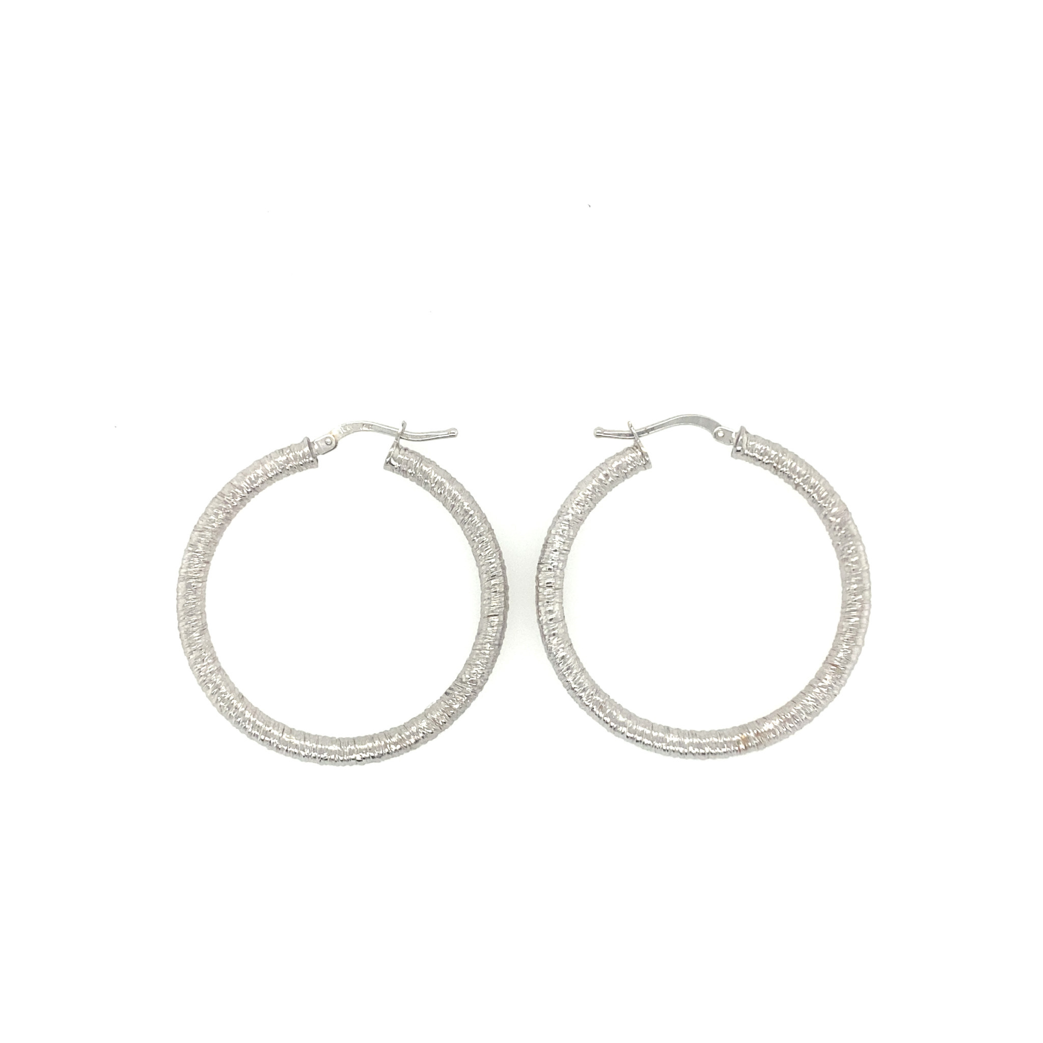 30852 14K 1.5'' WHITE GOLD MEDIUM COILED TUBE HOOPS