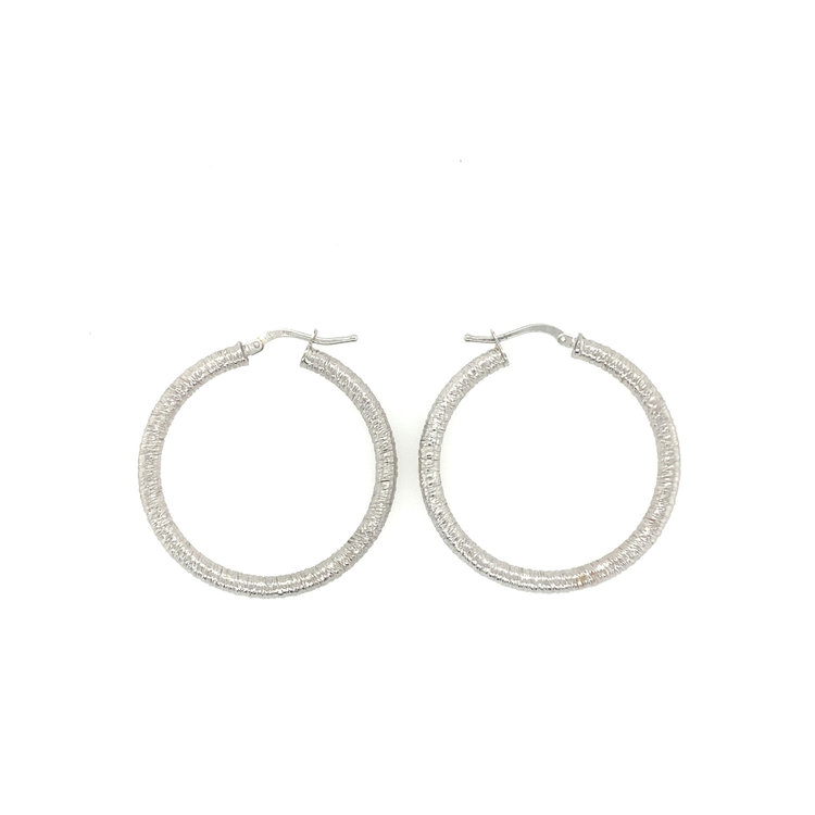 30852 14K  WHITE GOLD 1.50" 2.75MM  COILED TUBE HOOPS