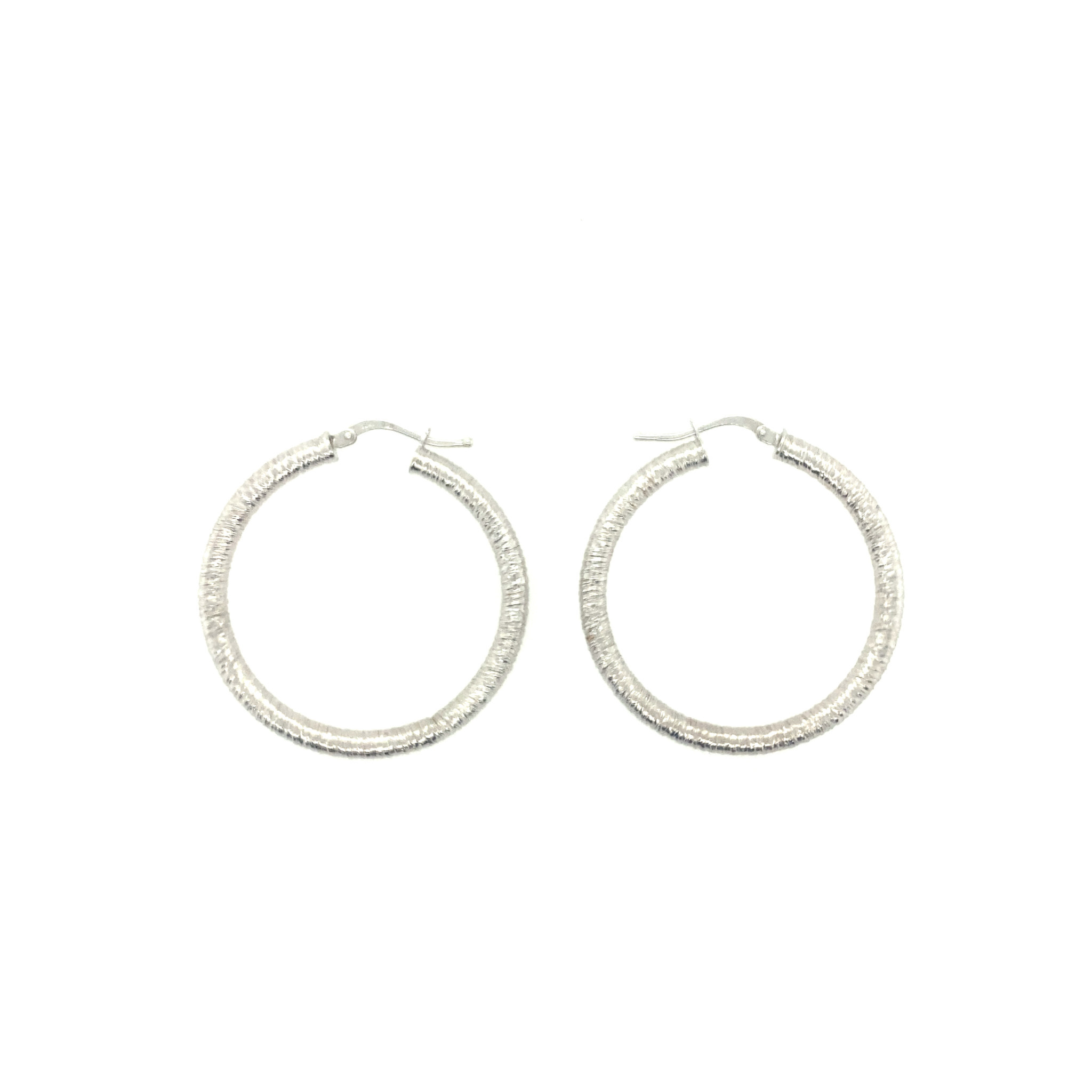 30241 14K 1.5'' WHITE GOLD MEDIUM COILED HOOPS